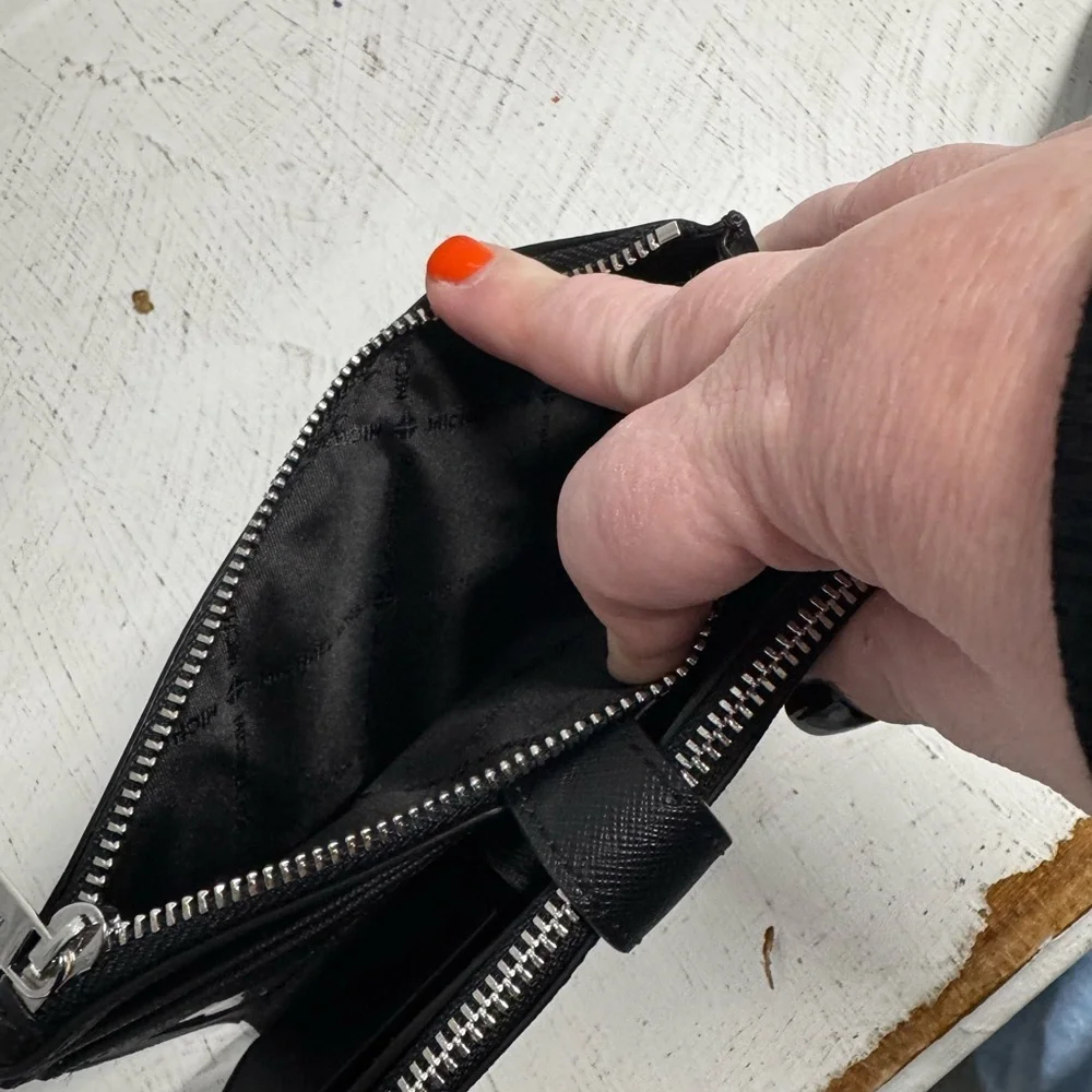 Michael Kors | Leather Double Zip Wristlet with Cell Phone Pocket in Black